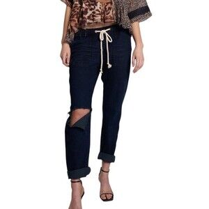 ONE TEASPOON FOX BLACK SHABBIES DRAWSTRING BOYFRIEND JEANS